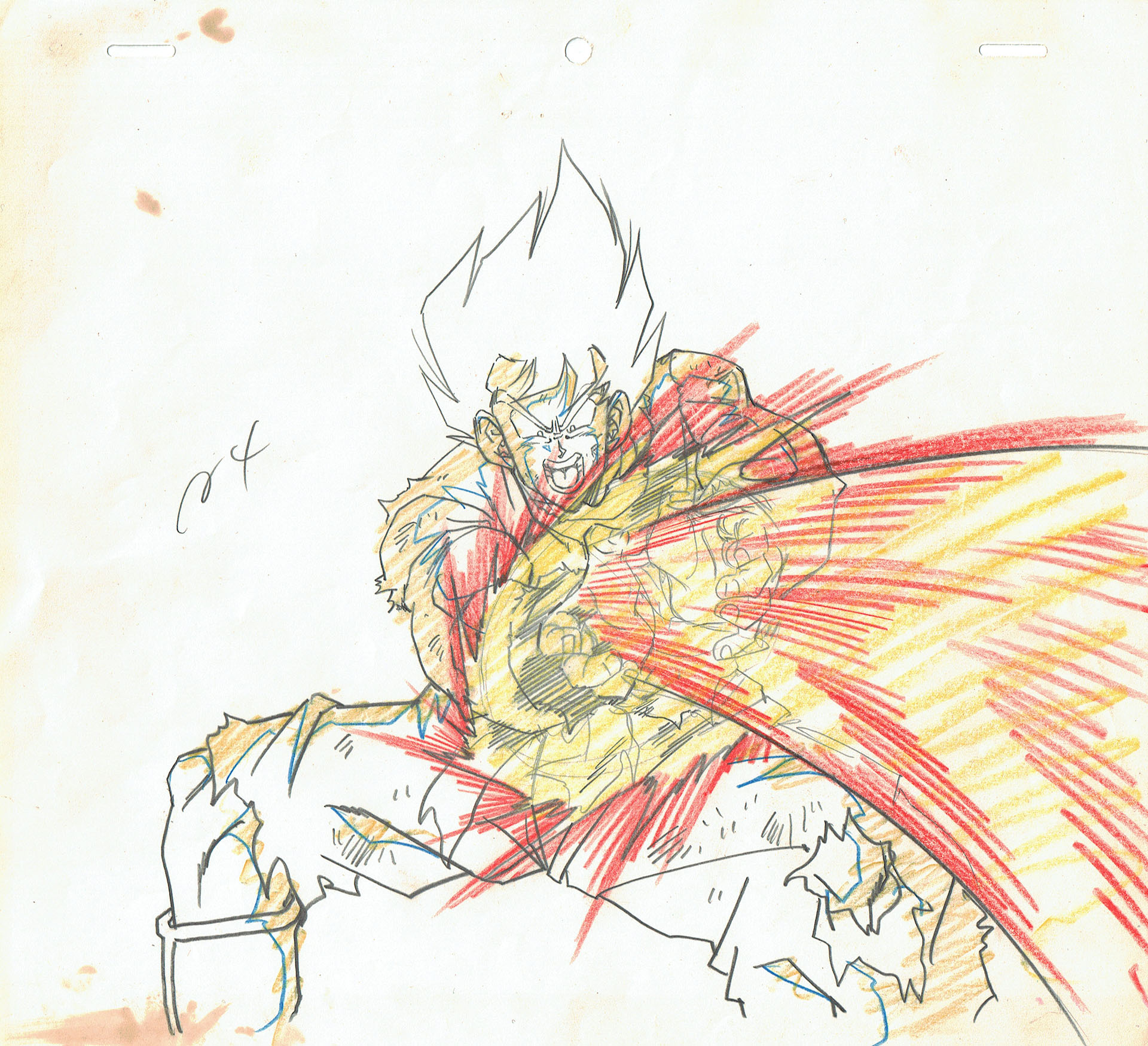  TORIYAMA Akira - DRAGON BALL | 3468 – Dragon Ball Z – Son Goku Kaioken Kamehameha – Episode 60 (7 min 08 sec) – Genga — Page 